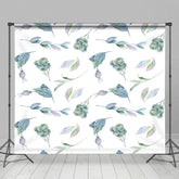 Aperturee - Aperturee Watercolor White Green Fruit Leaves Photo Backdrop